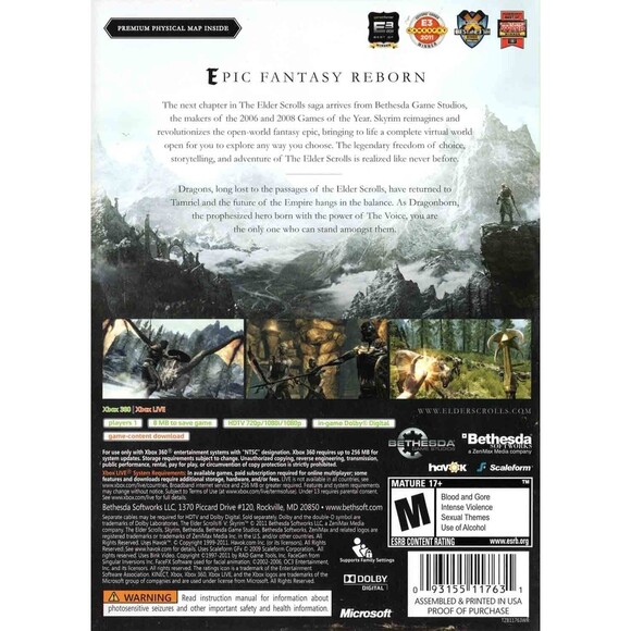 The Elder Scrolls V: Skyrim (Microsoft Xbox 360, 2011) - VideoGames - Picture 2 of 2